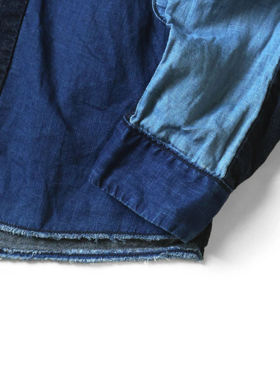 Kapital Cotton x Linen IDG Patch Kathmandu Shirt - EK-1814LS - Made in Japan