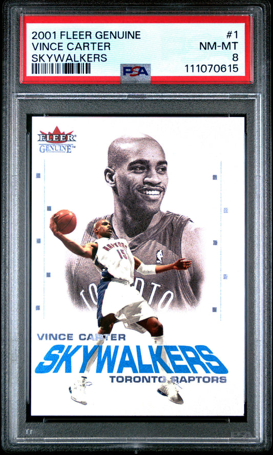 2001 Fleer Genuine - Vince Carter - Skywalkers #1 - PSA 8