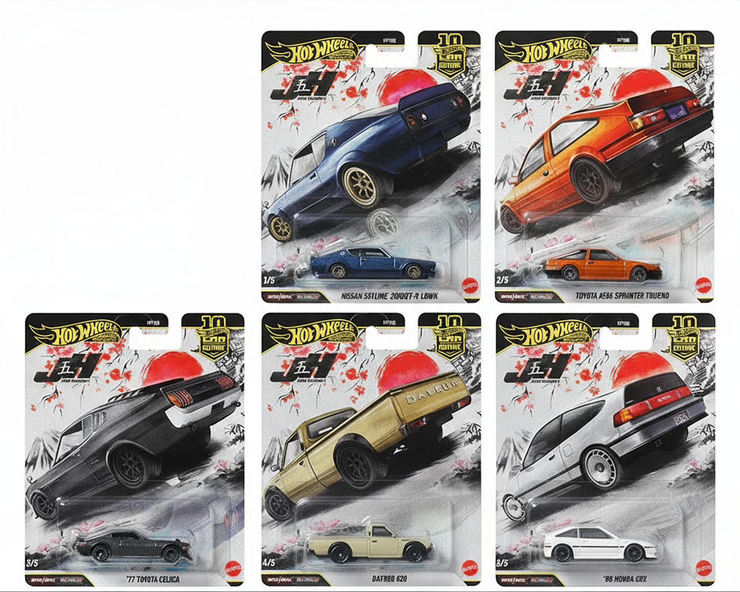 Hot Wheels Premium - Car Culture 10th Anniversary Japan Historics 5- 2026 P Case - Complete Set of 5 - FPY86-961P (PRE-ORDER EARLY 2026)