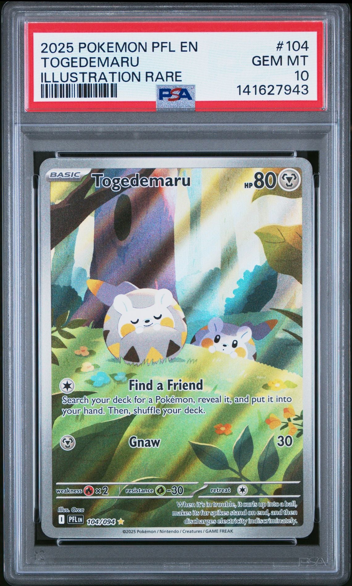 2025 Pokémon PFL - Phantasmal Flames - #104 Togedemaru Illustration Rare - PSA Graded Card