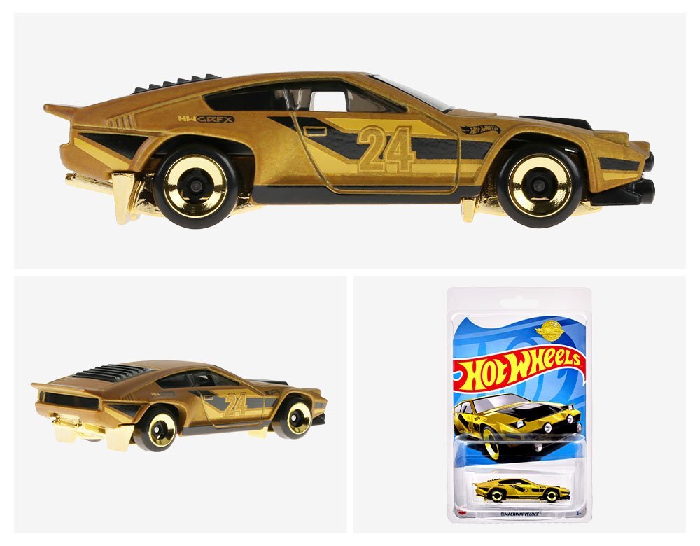 Hot Wheels - 2024 Gold Dimachinni Veloce - Limited Edition Meijer Stores Redemption + BONUS 5 HOT WHEELS