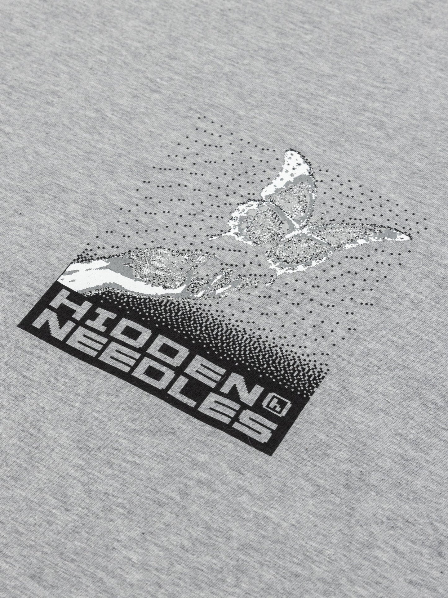 Hidden NY x Needles H Logo Pixel Butterfly Tee Grey