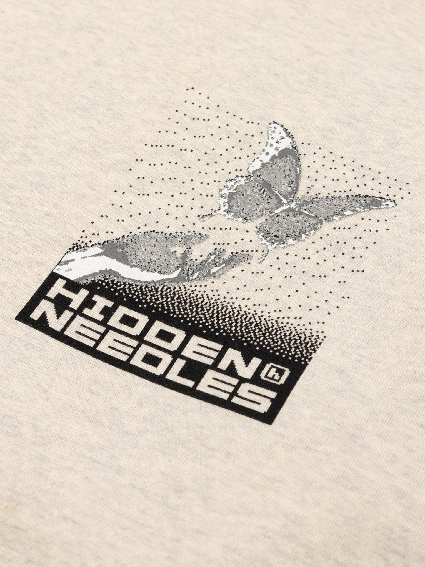 Hidden NY x Needles H Logo Pixel Butterfly Hoodie Oatmeal