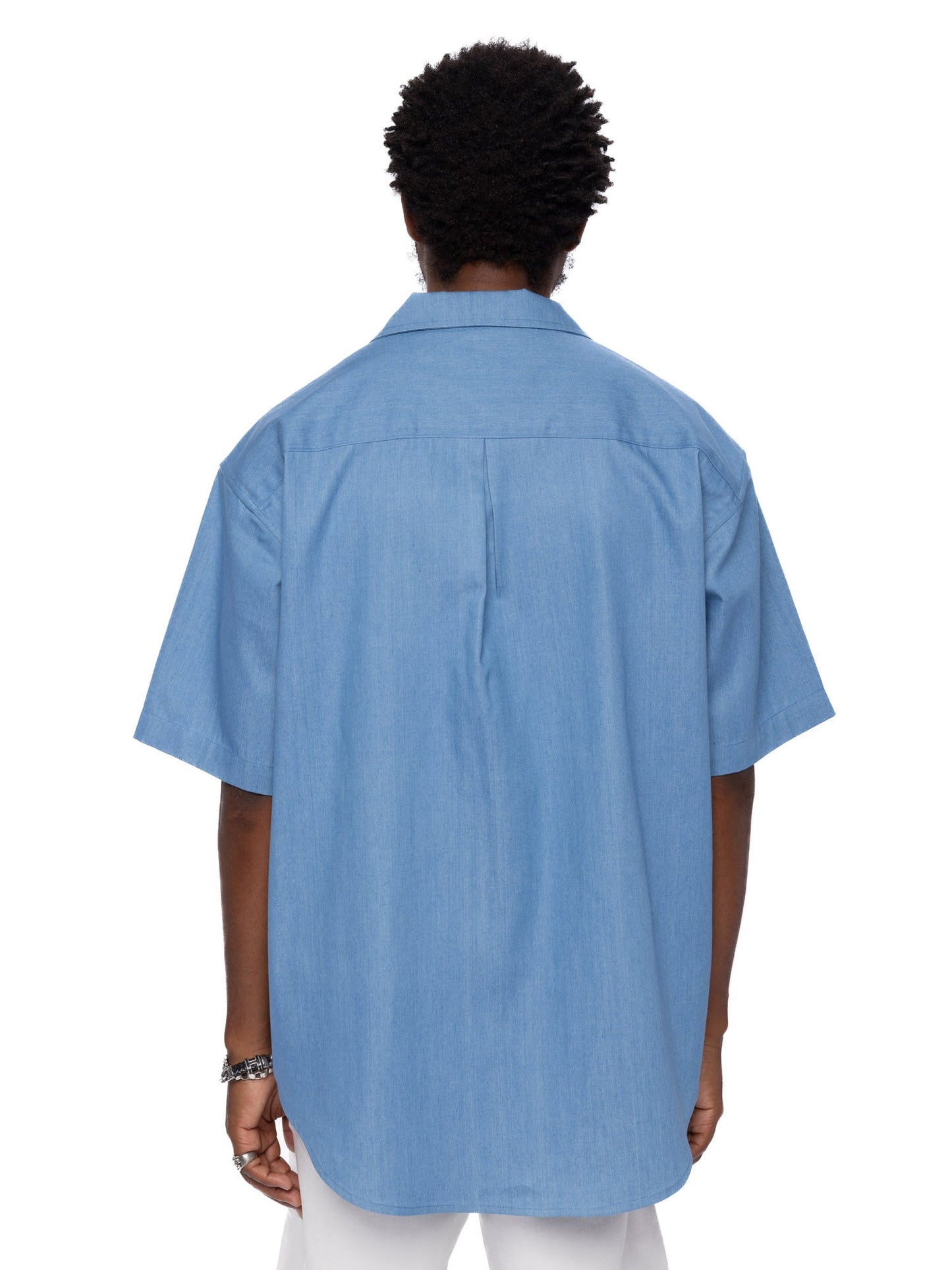 Hidden NY Short Sleeve Button Up Blue