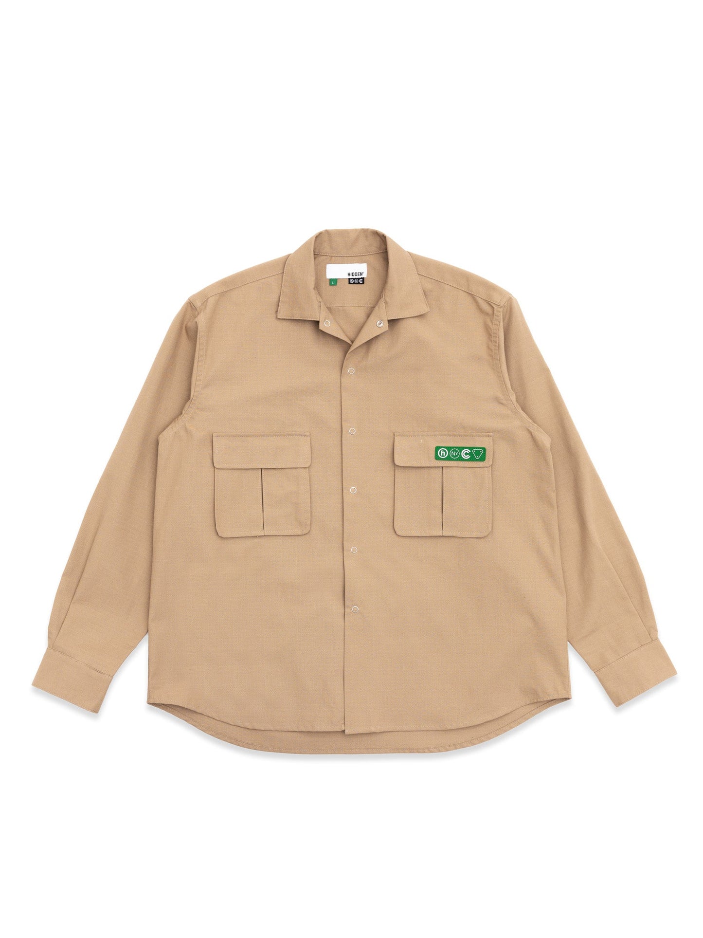 Hidden NY Hardware Tech Button Up Shirt Khaki