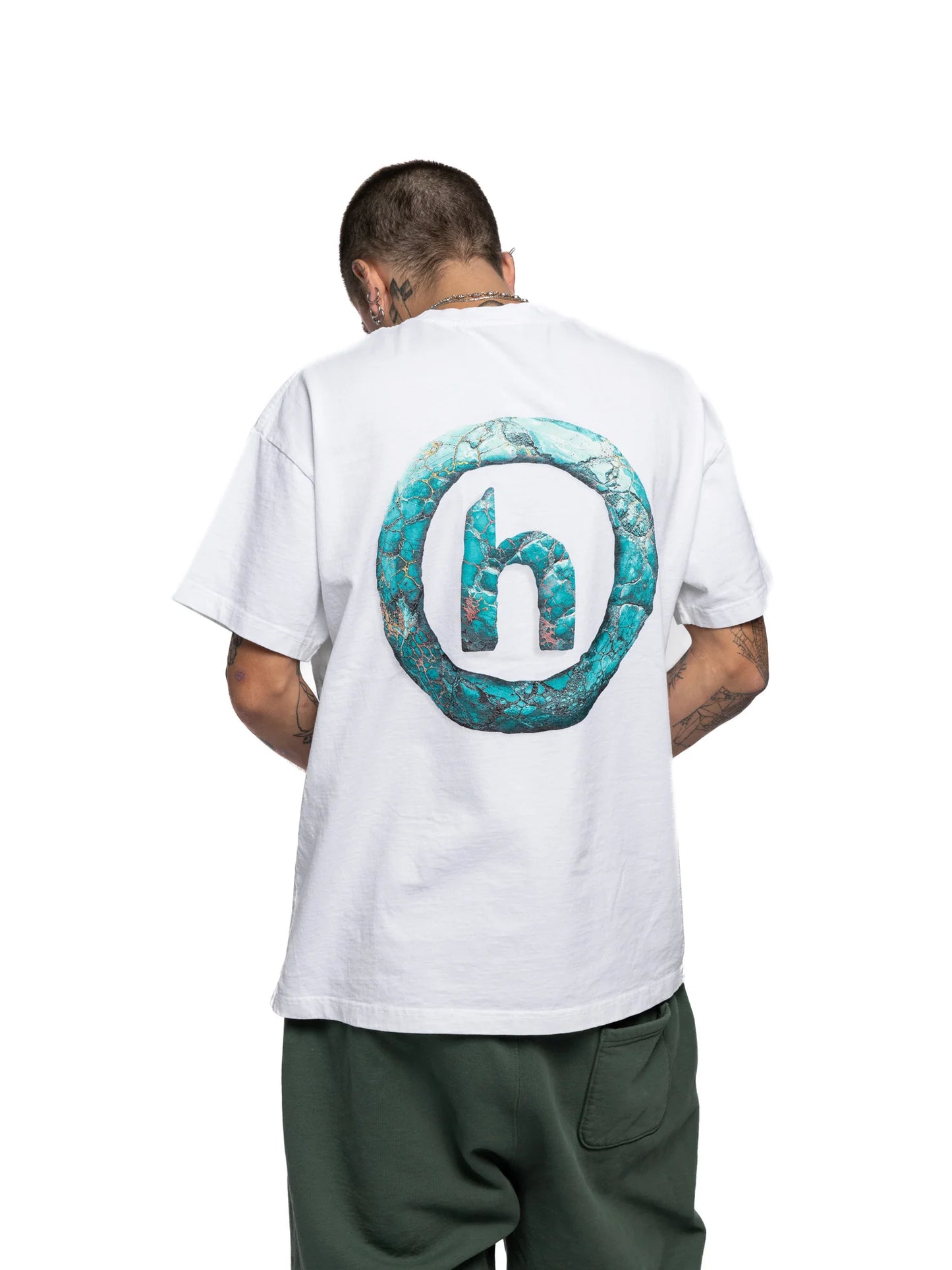 Hidden NY Ancient Turquoise H Logo Tee - White