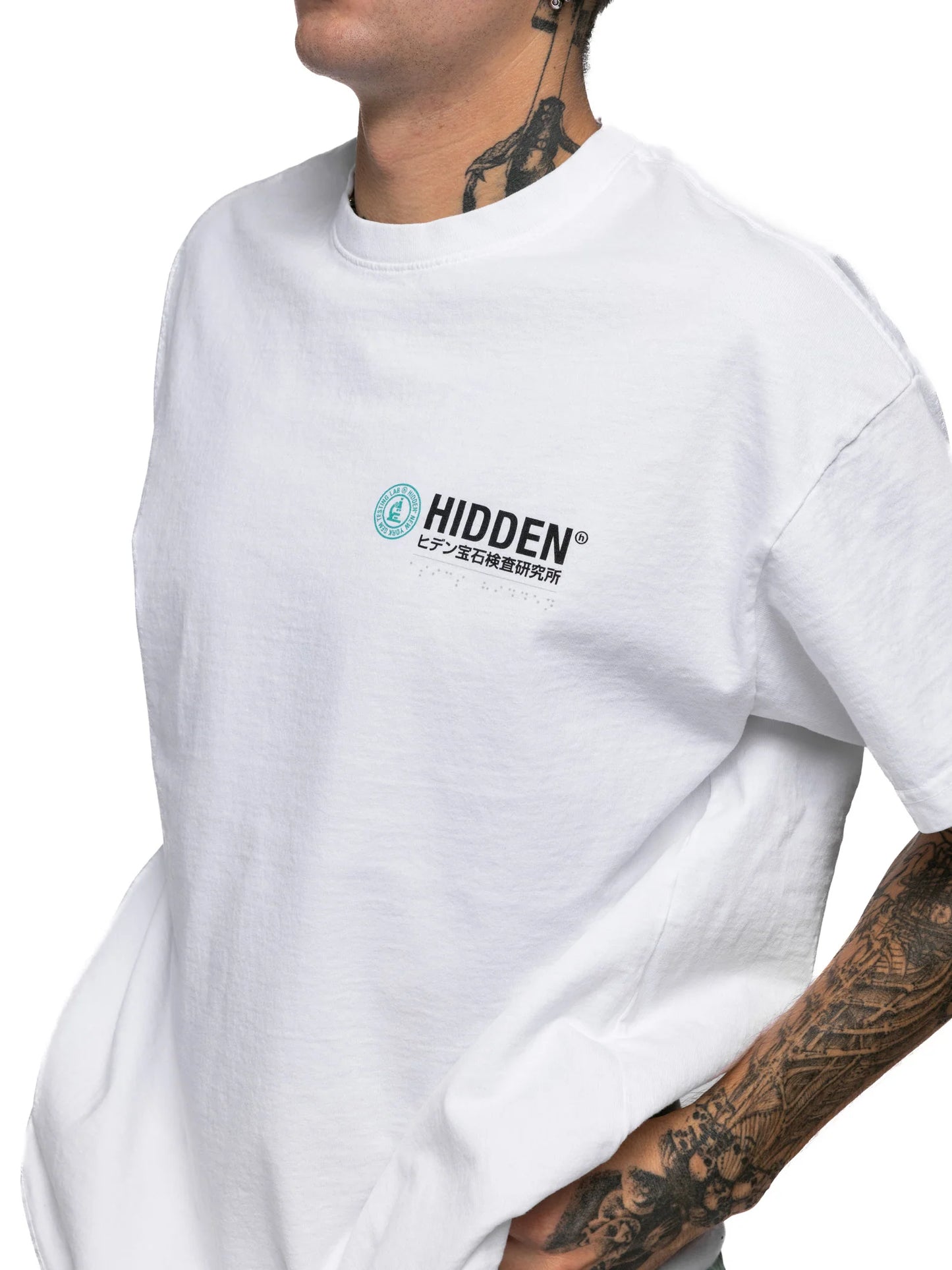 Hidden NY Ancient Turquoise H Logo Tee - White