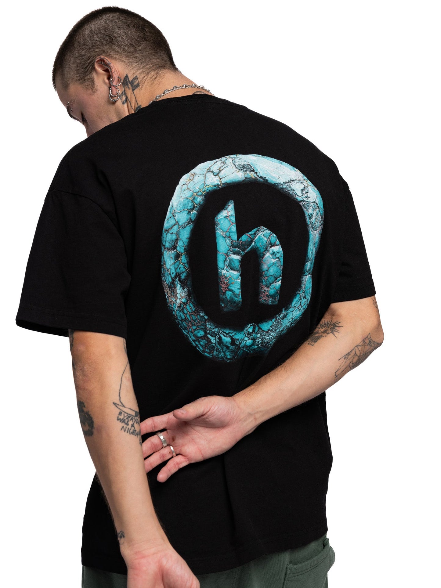 Hidden NY Ancient Turquoise H Logo Tee - Black
