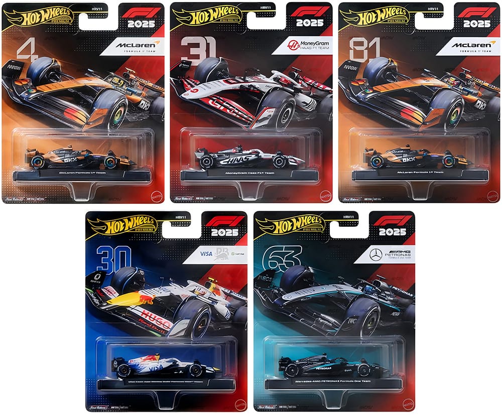 Hot Wheels Premium - Formula 1 2026 Mix 1 - Complete Set of 5 F1 Cars - HRV11J (PRE-ORDER FEB 2026)