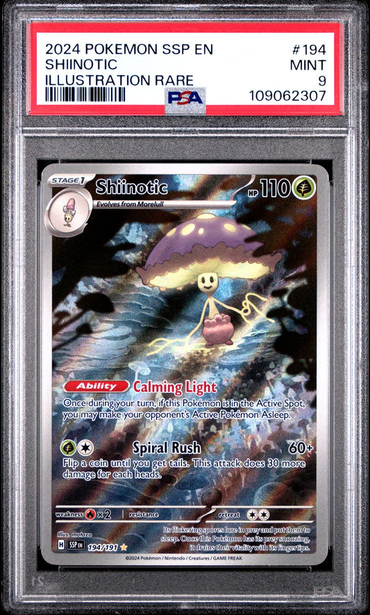2024 Pokemon SSP En — Surging Sparks —194 Shiinotic Illustration Rare — PSA Graded Card