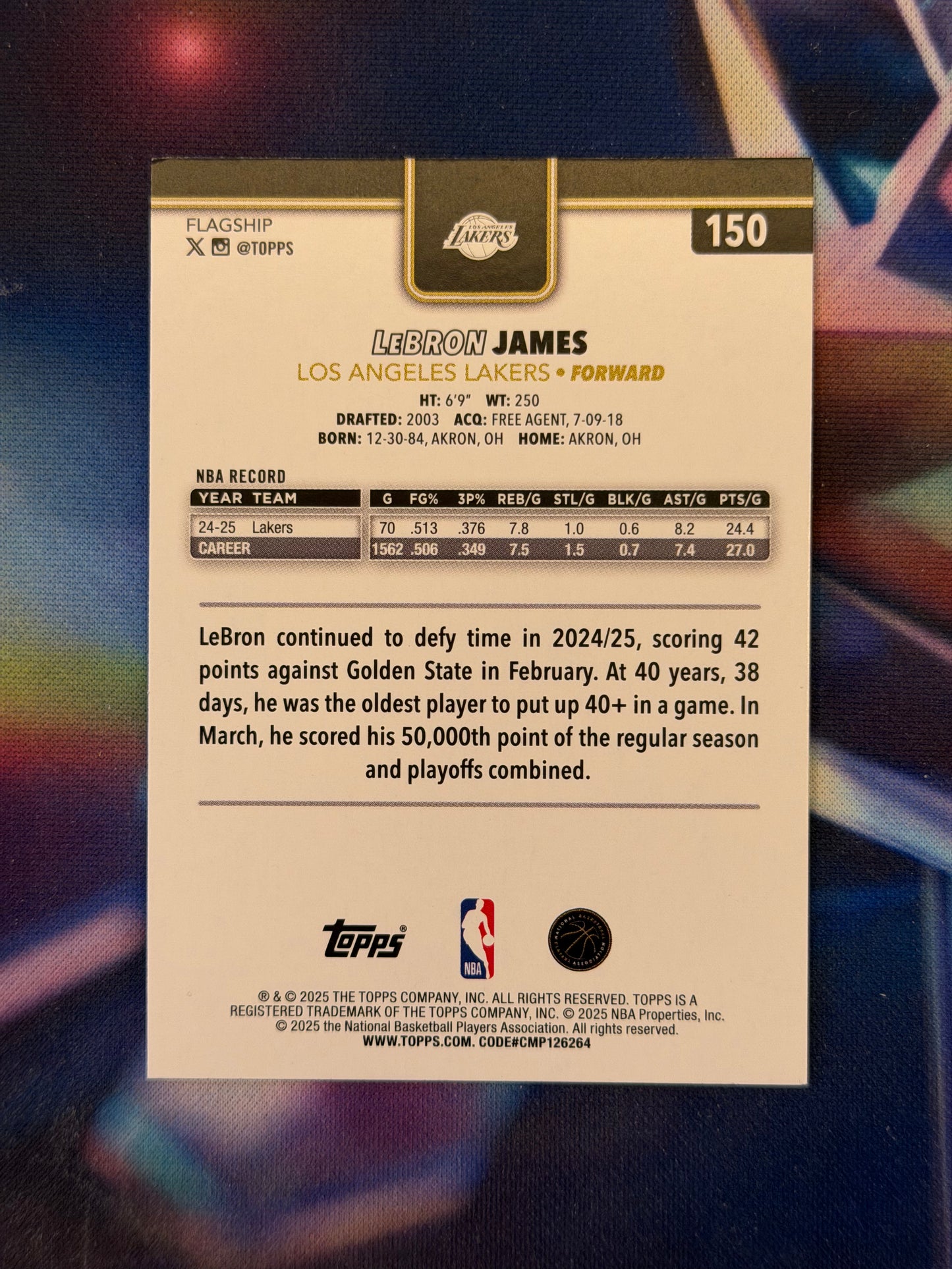 2025-26 Topps - Lebron James - Blackout Exclusive Parallel #150 - Raw Ungraded Card