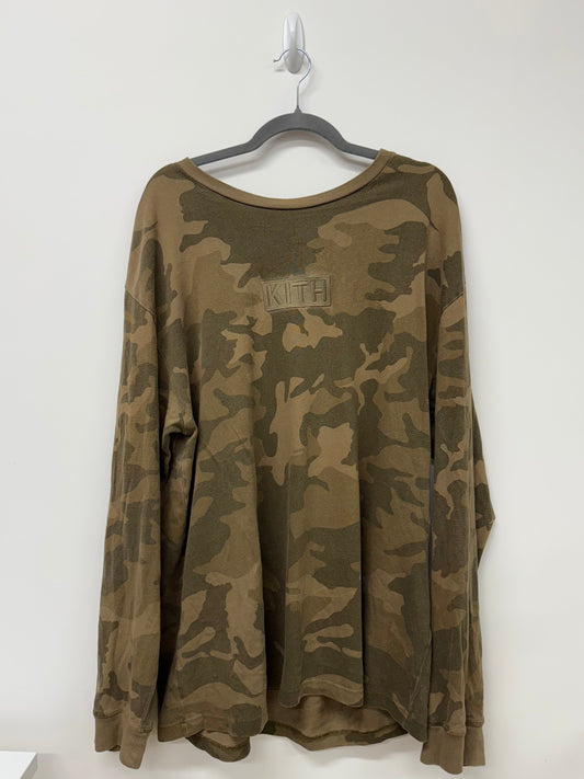 Kith Classic Logo LS Tee Woodland Camo - Gently Worn