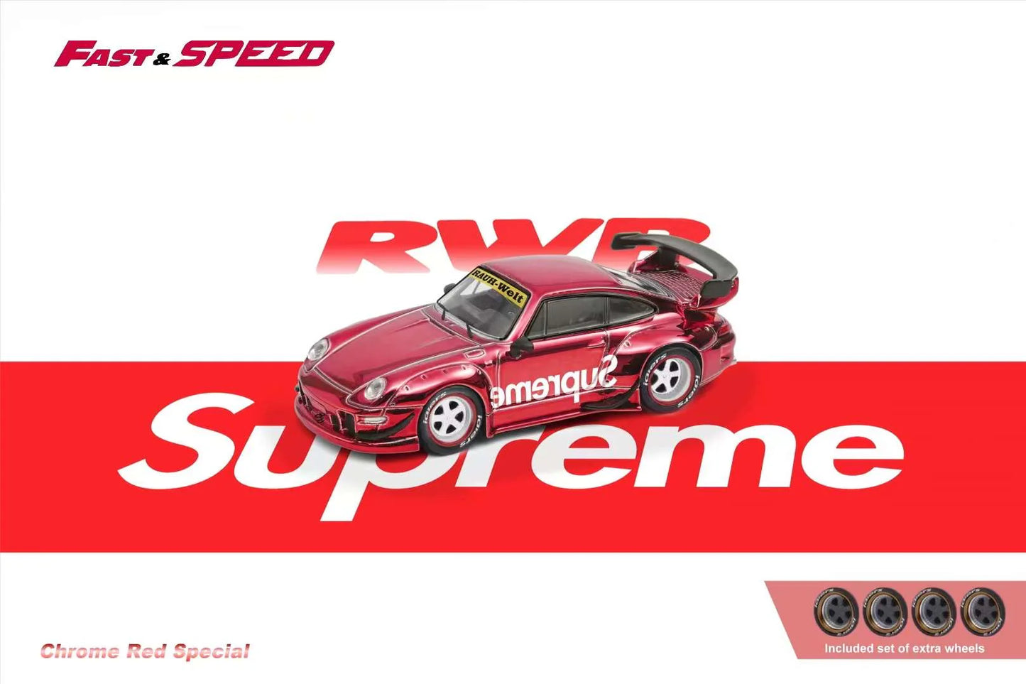Fast Speed 1:64 - Porsche RWB 993 GT - Chrome Red Supreme