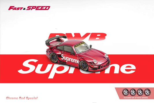 Fast Speed 1:64 - Porsche RWB 993 GT - Chrome Red Supreme