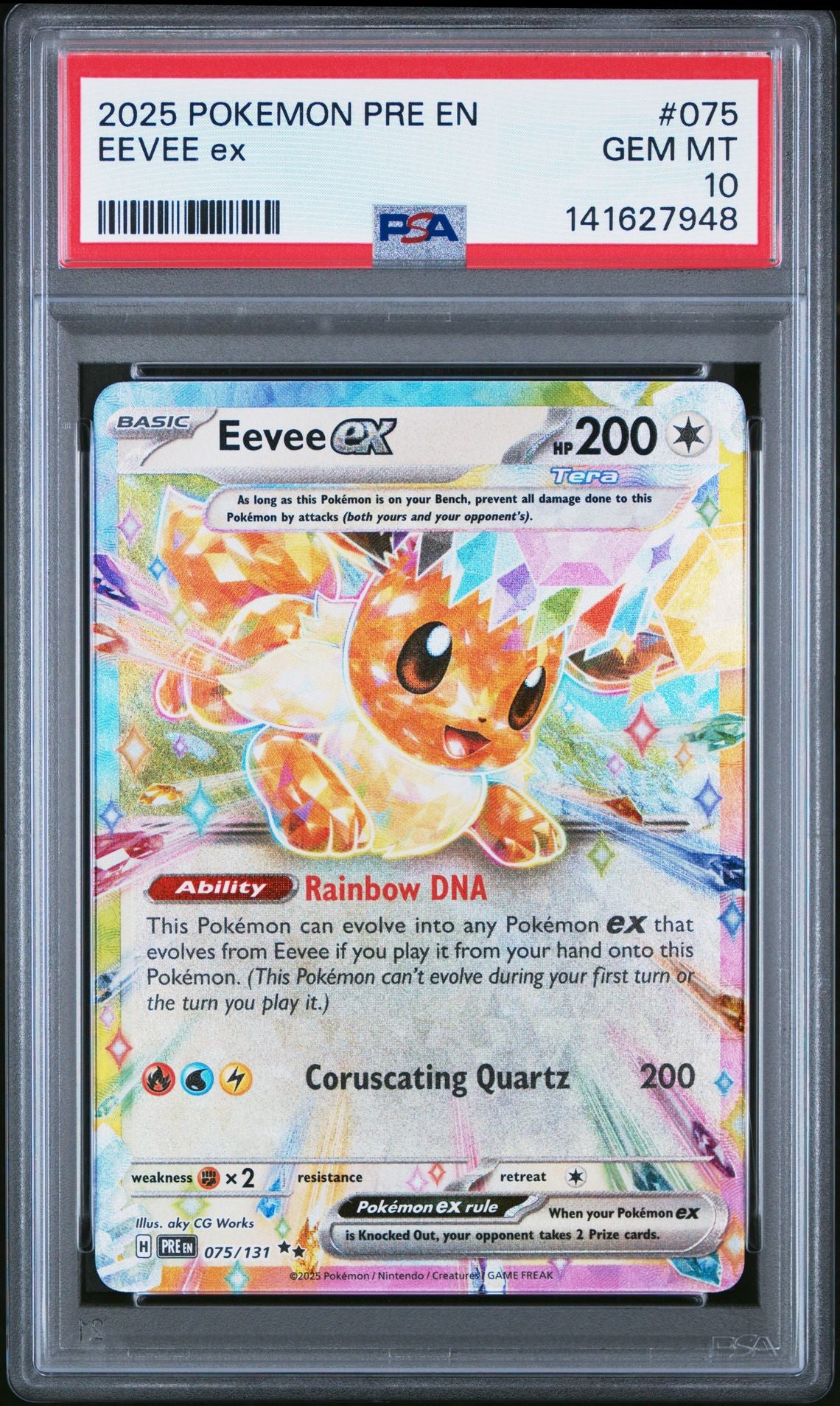 2025 Pokémon PRE - Prismatic Evolutions - #075 Eevee Ex - PSA Graded Card