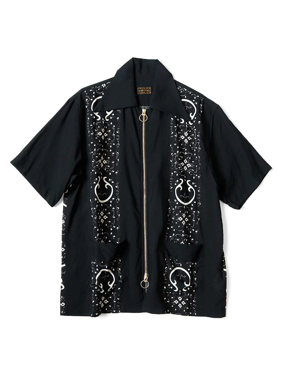 Kapital: Silk Rayon Havananaja Drizzle Cuba Shirt - Black - K2405SS219
