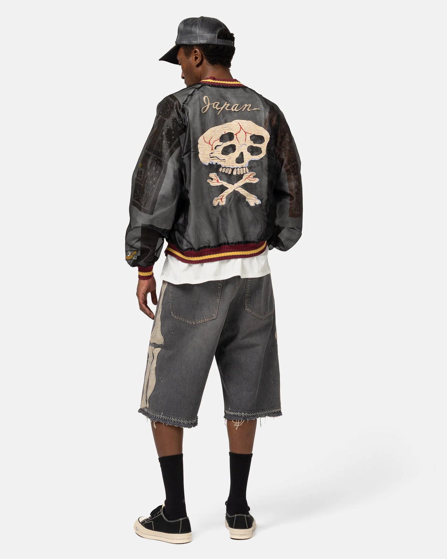 Kapital: Sheer Pearl Souvenir Jkt (Rain Skull) - Black - K240LJ147