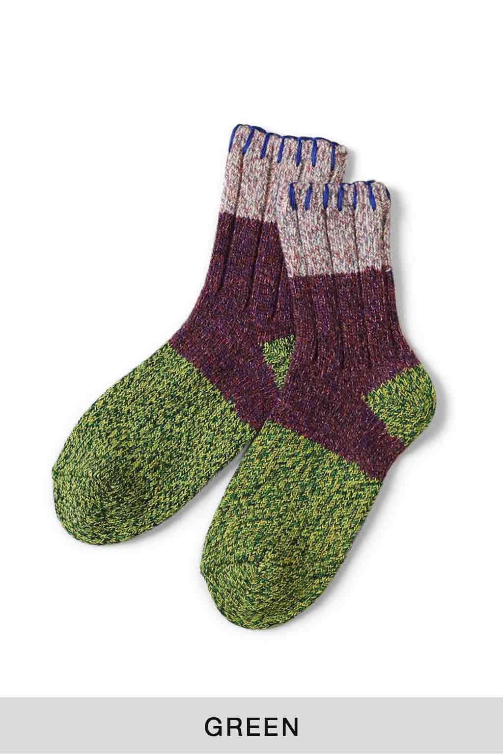 Kapital - 56 Yarns Grandrelle GOGH HOBO-Stitch Socks - Green - Made in Japan