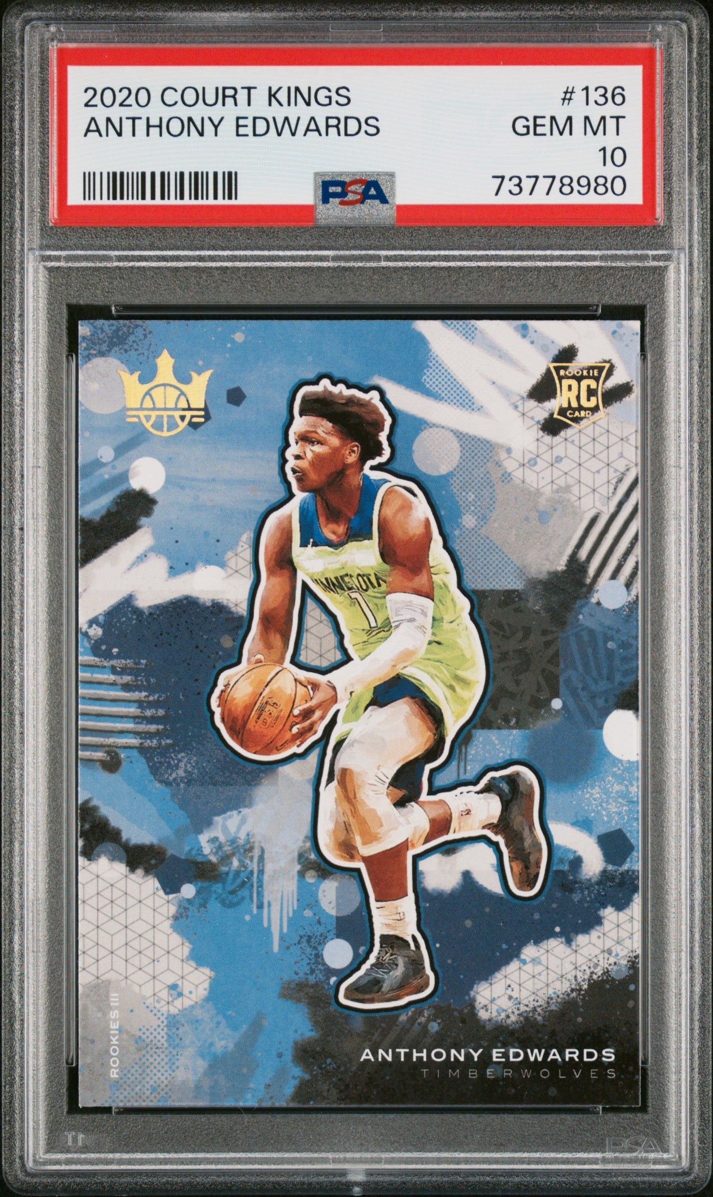 2020-21 Court Kings - Anthony Edwards - Rookie Level 3 #136 Timberwolves - PSA Graded Card