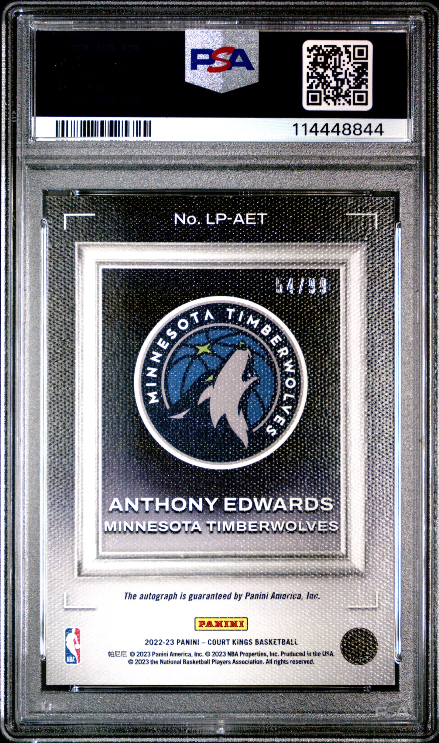 2022 Court Kings Legacy Portrait Signatures Anthony Edwards LPAET Auto /99 PSA 7