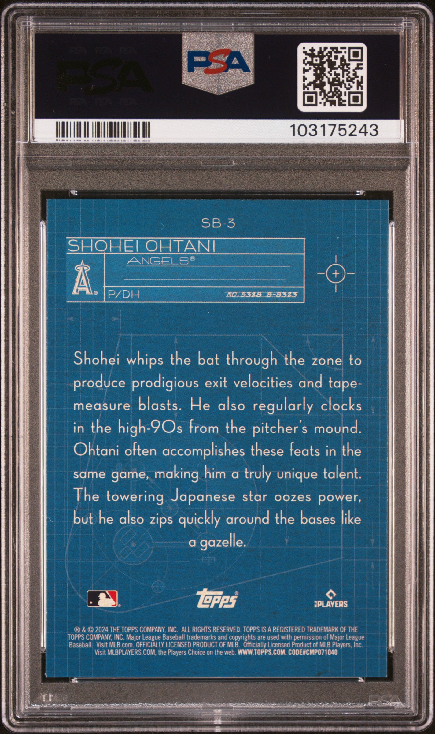 2024 Topps Series 1 - Shohei Ohtani - Superstar Blueprint - SB3 - PSA Graded Card