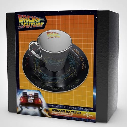 Back To The Future - Delorean Collector Plate & Mirror Mug Set