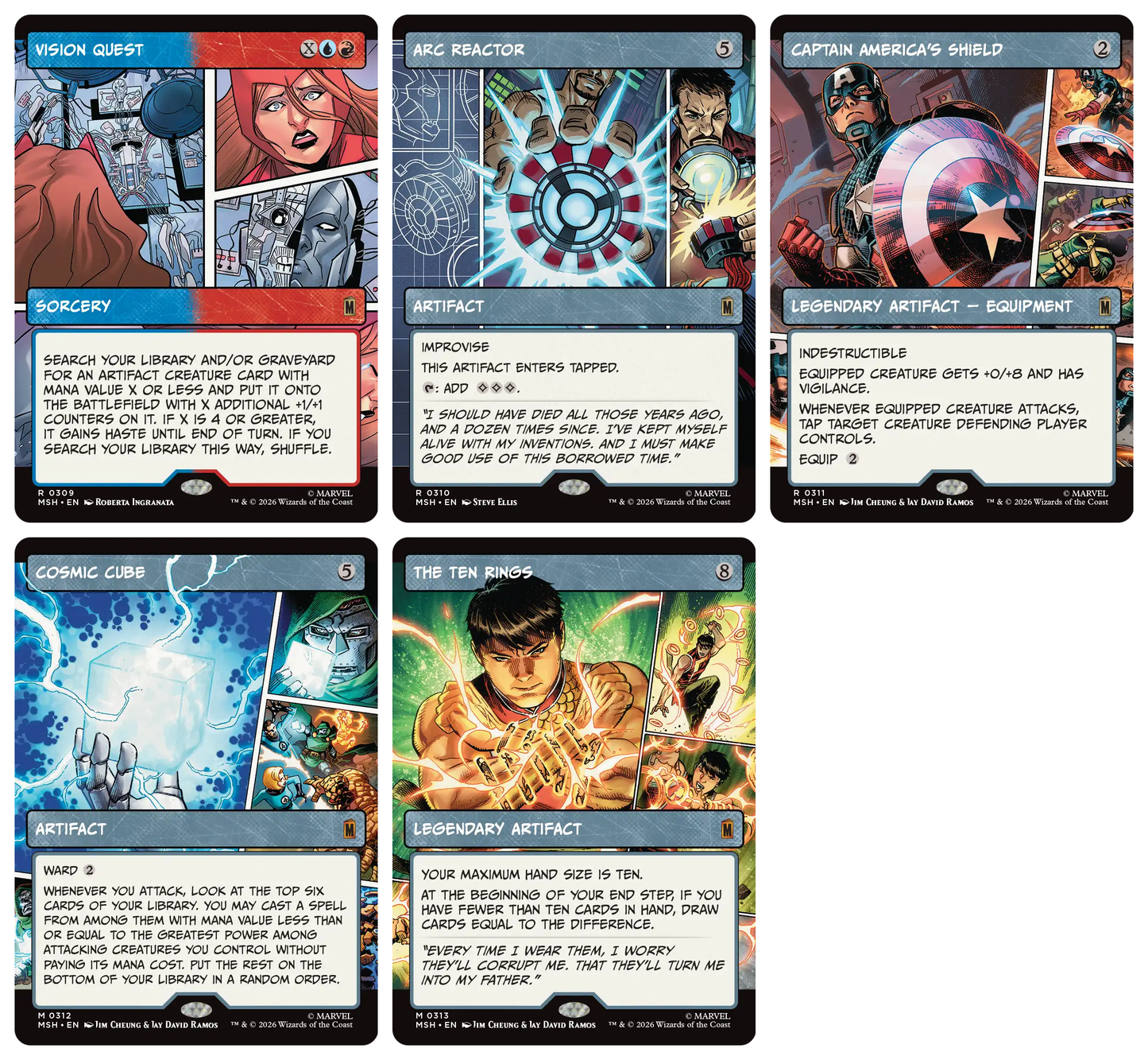 Magic The Gathering x Marvel Super Heroes Showcase Panel Cards- FOIL Complete Set of 17 Cards