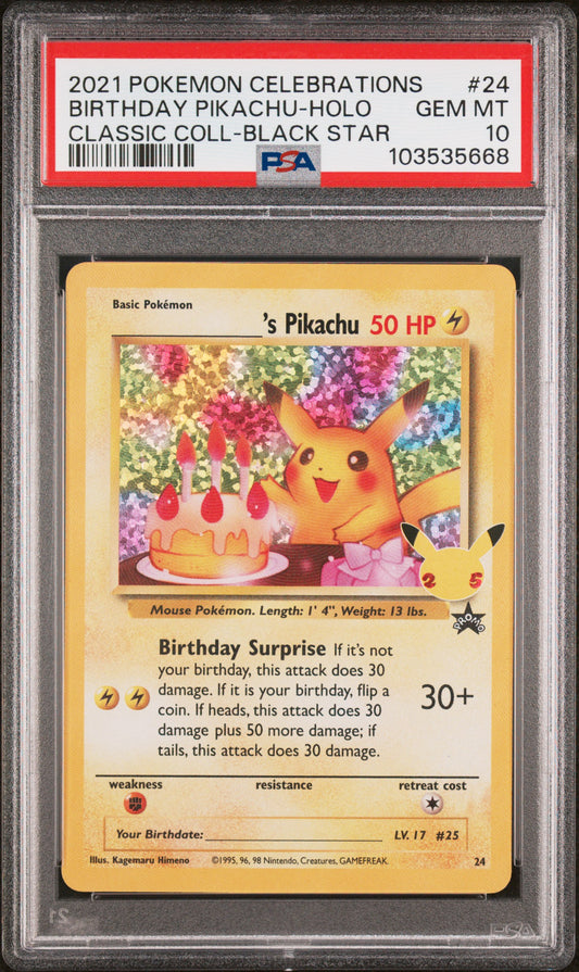 Pokemon - Celebrations Classic Collection – Birthday Pikachu Holo - #24 - PSA Graded Card