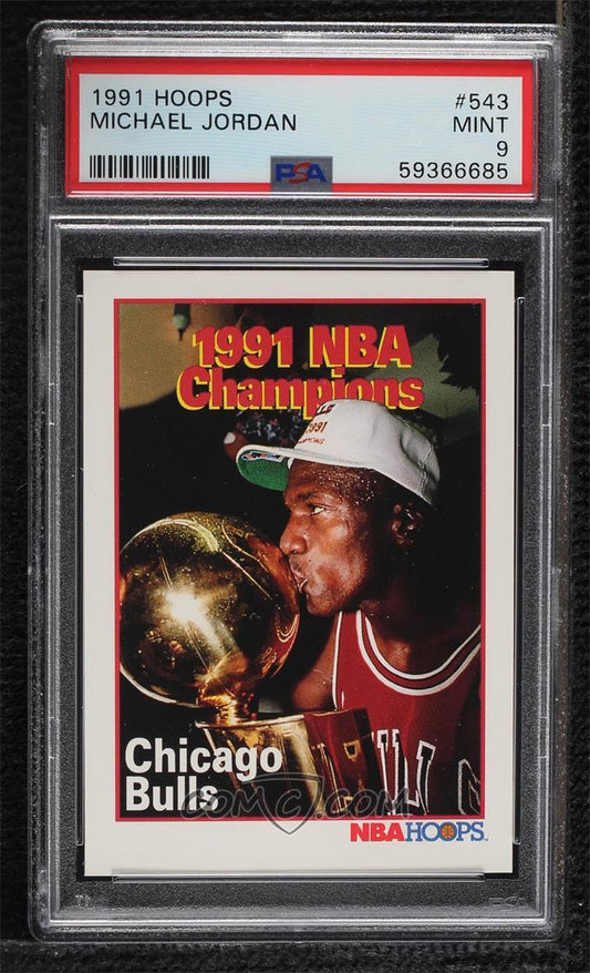 1991-92 NBA Hoops - Michael Jordan - 1991 NBA Champions - #543 - PSA Graded Card