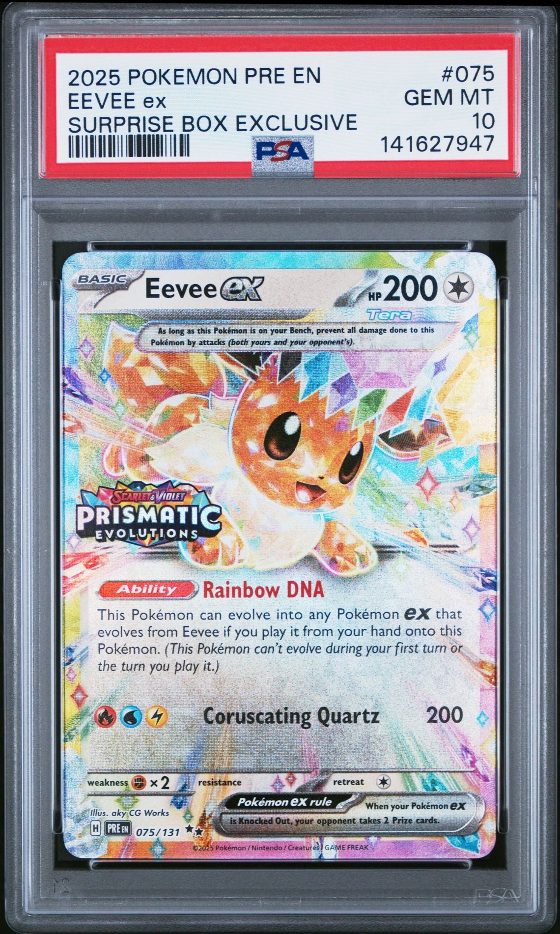 2025 Pokémon PRE - Prismatic Evolutions - #075 Eevee Ex Surprise Box Exclusive - PSA Graded Card
