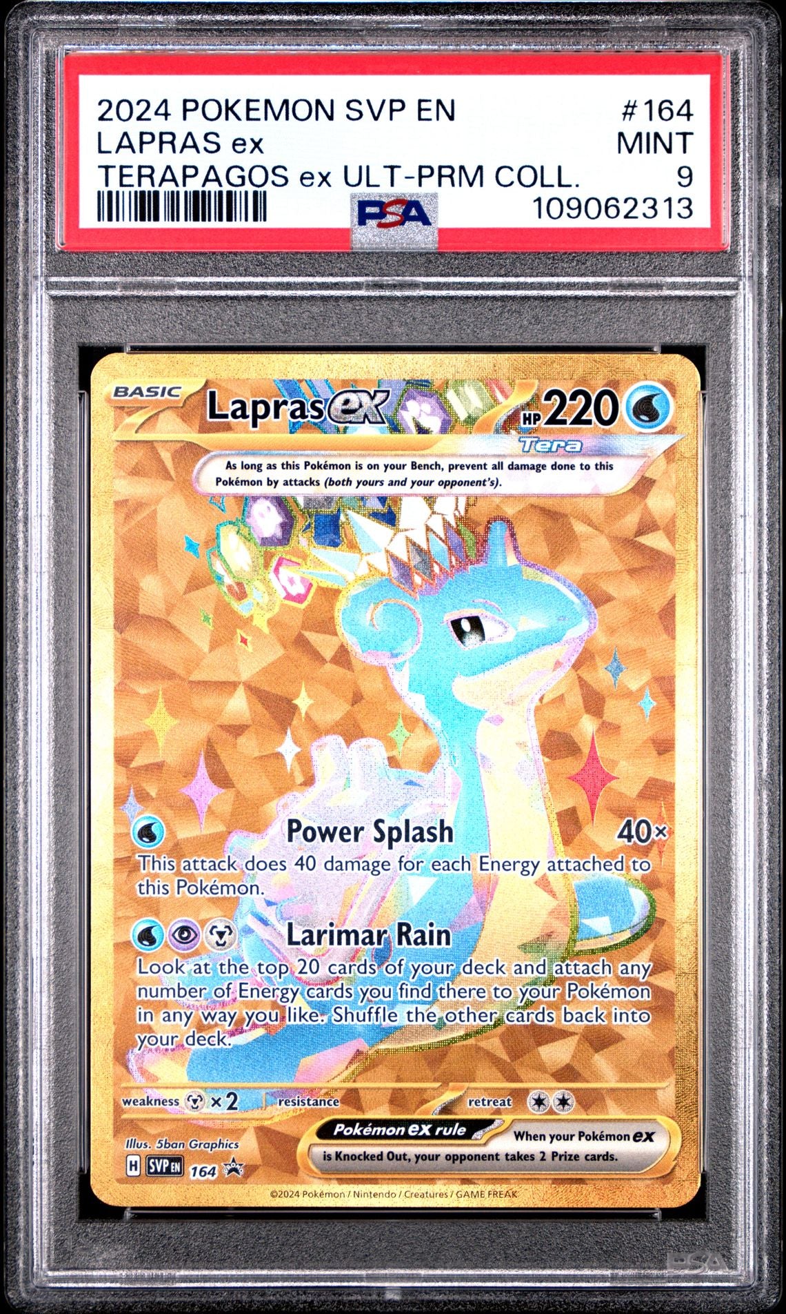 2024 Pokemon SVP En — SV Black Star Promo — 164 Lapras Ex Terapagos Ex Ultra-Premium Collection — PSA Graded Card