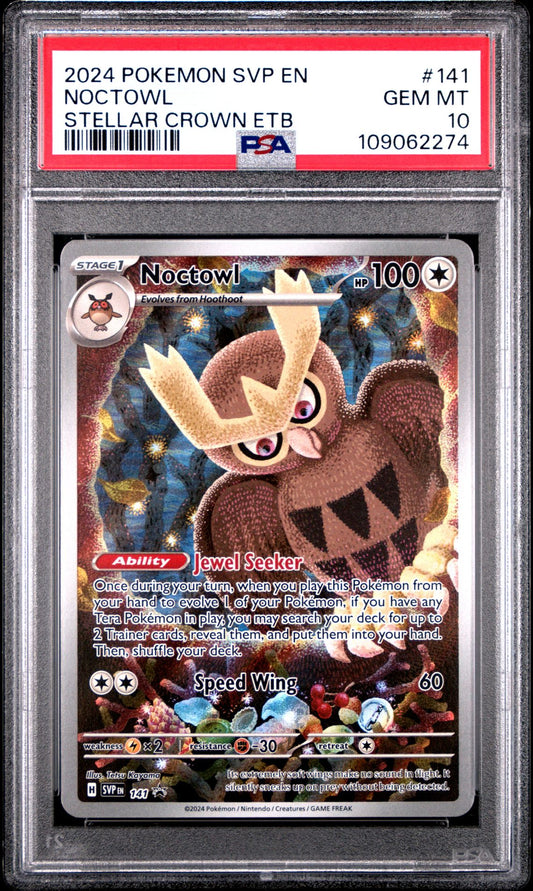 2024 Pokemon SVP En — SV Black Star Promo — 141 Noctowl Stellar Crown — Elite Trainer Box — PSA Graded Card