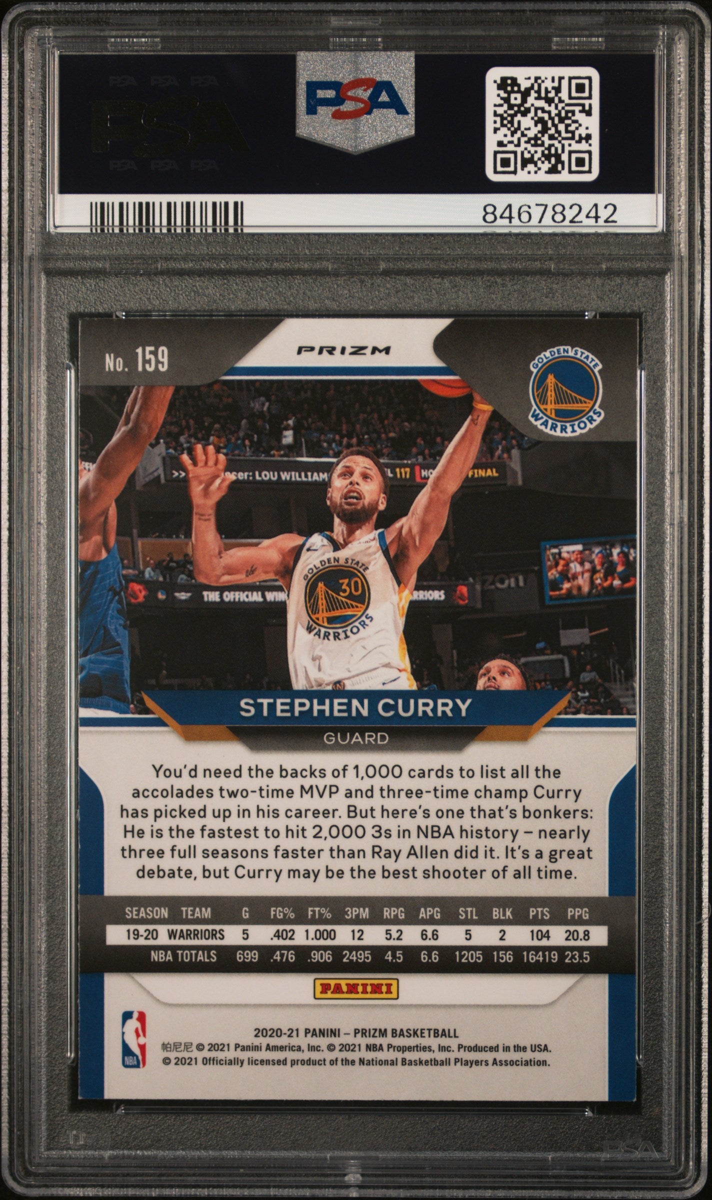 2020-21 Panini Prizm - Hyper Prizm - Stephen Curry - 159 - PSA Graded Card