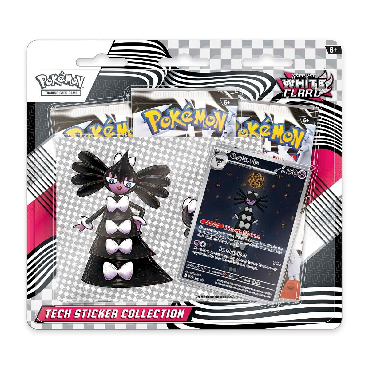 Pokemon - White Flare Tech Sticker Collection - 3 Packs + Gothitelle #211 Illustration Promo