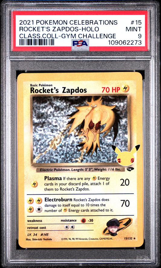 2021 Pokemon Celebrations Classic Collection — 15 Rocket's Zapdos-Holo — PSA Graded Card