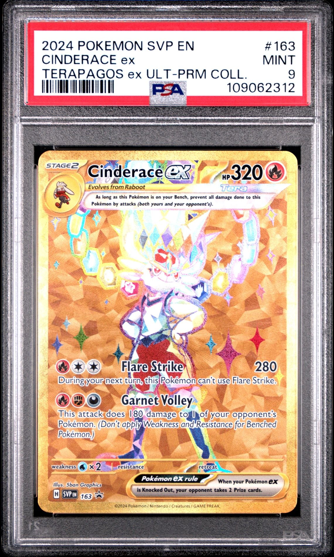 2024 Pokemon SVP En — SV Black Star Promo — 163 Cinderace Ex Terapagos Ex Ultra-Premium Collection — PSA Graded Card