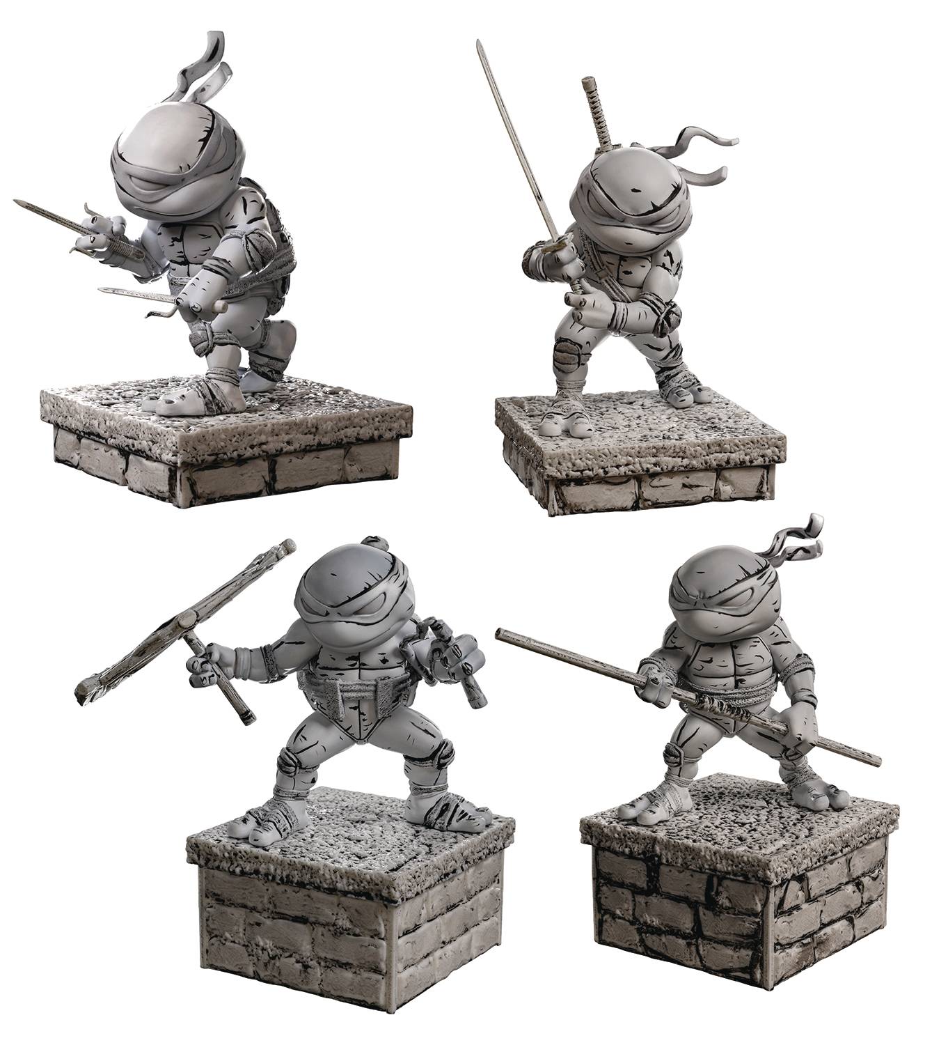 Iron Studios - Teenage Mutant Ninja Turtle - Minico Black & White 4-Pack SDCC Exclusive (Limited to 1000)