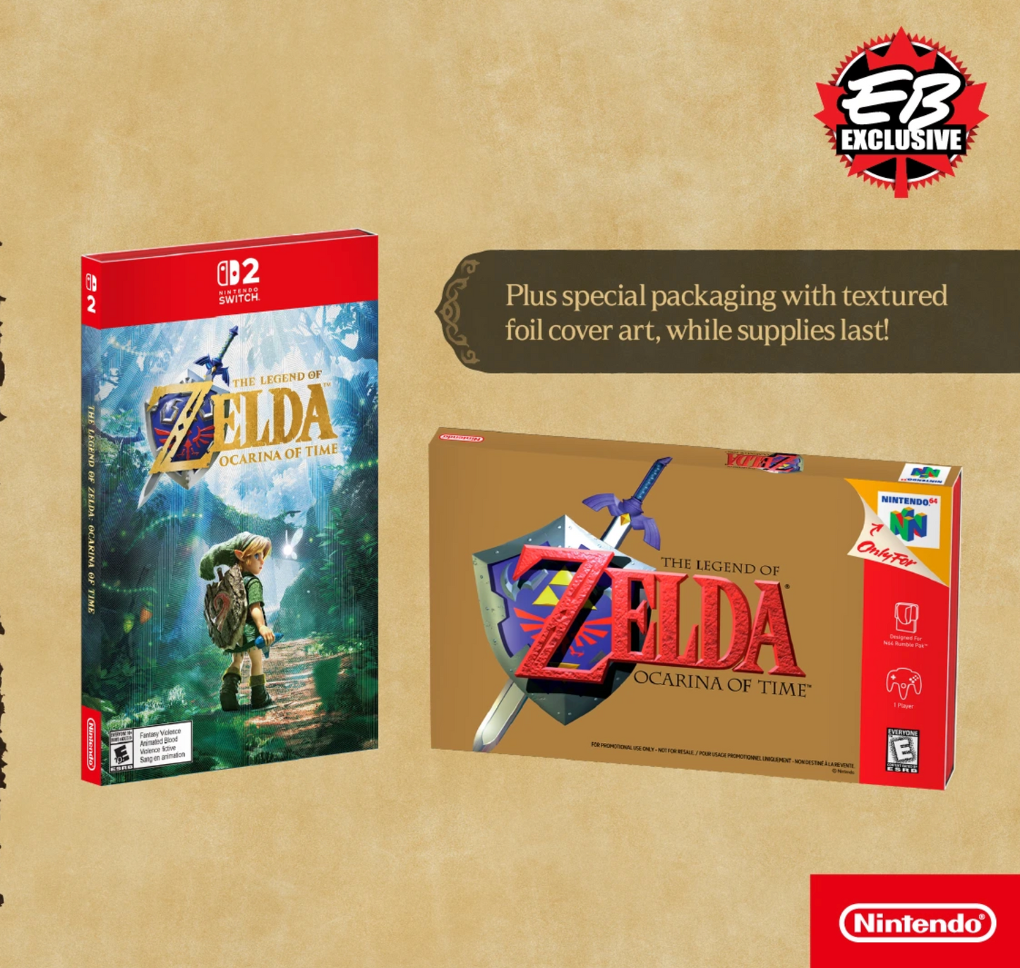 Nintendo Switch 2 - The Legend Of Zelda - Ocarina of Time (Canada Exclusive N64 Slip Cover ) PRE-ORDER NOV 2026