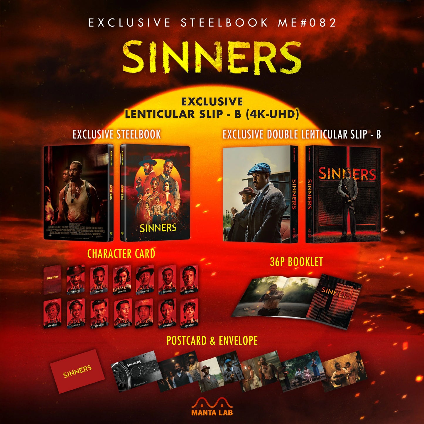 Sinners - Limited Edition 4K-UHD Steelbook (Double Lenticular Full Slip-B) - Numbered to /1000 - ME#82 MantaLab (PRE-ORDER JANUARY 2026)