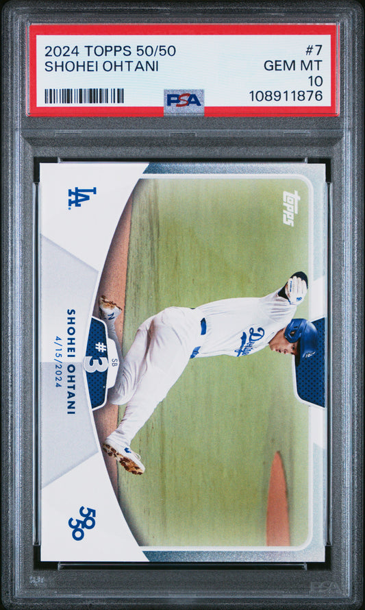 2024 Topps 50/50 - Shohei Ohtani - #7 - SB #3 - LA Dodgers - PSA Graded Card