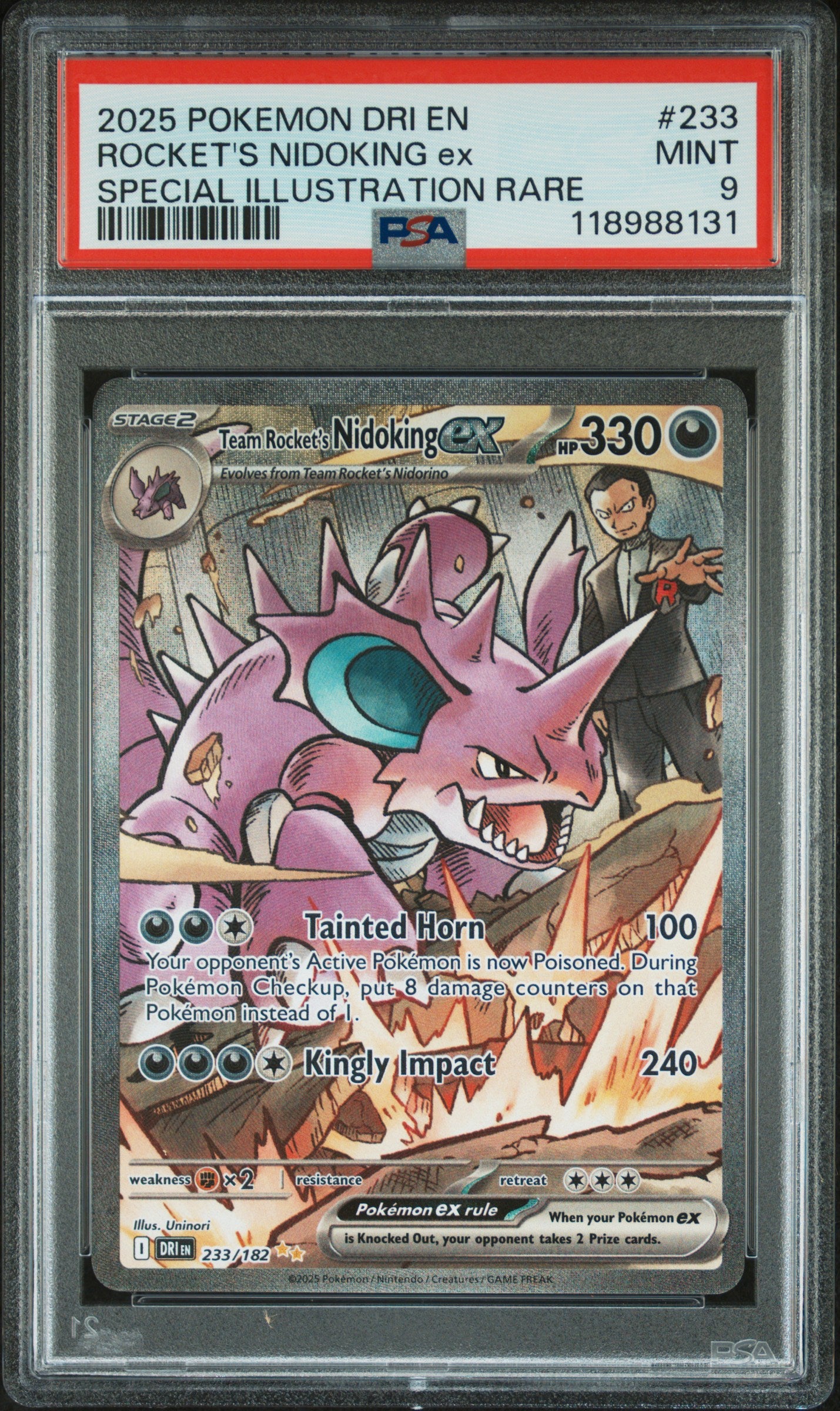 2025 Pokemon Dri En-Destined Rivals #233 Team Rocket's Nidoking Ex Special Illustration Rare - PSA Graded Card