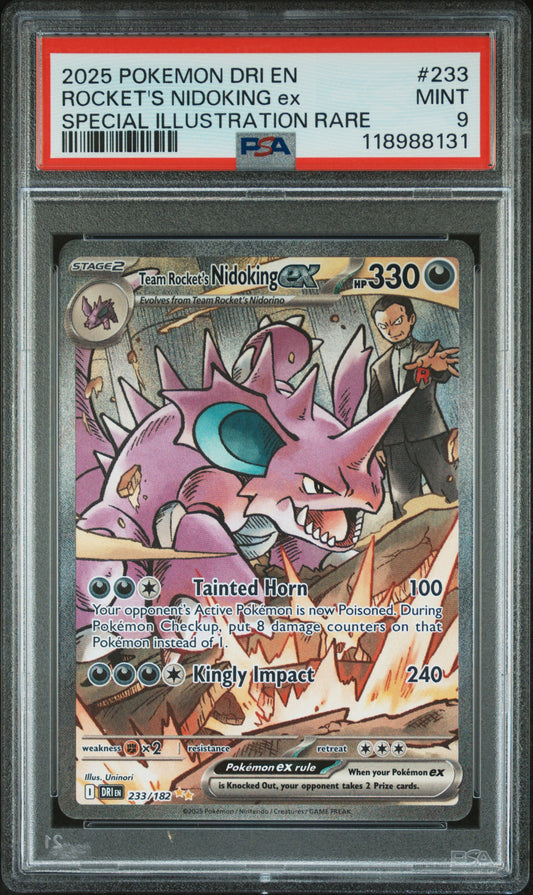 2025 Pokemon Dri En-Destined Rivals #233 Team Rocket's Nidoking Ex Special Illustration Rare - PSA Graded Card