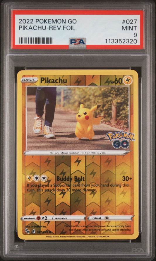 2022 Pokemon Go — 027 Pikachu - Reverse Holo — PSA Graded Card