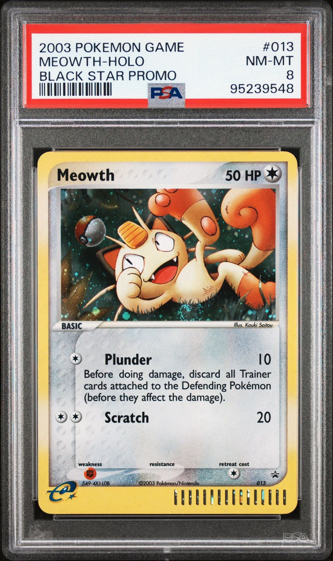 meowth holographic card 2003 Pokemon Black Star Promo 013 Meowth-Holo