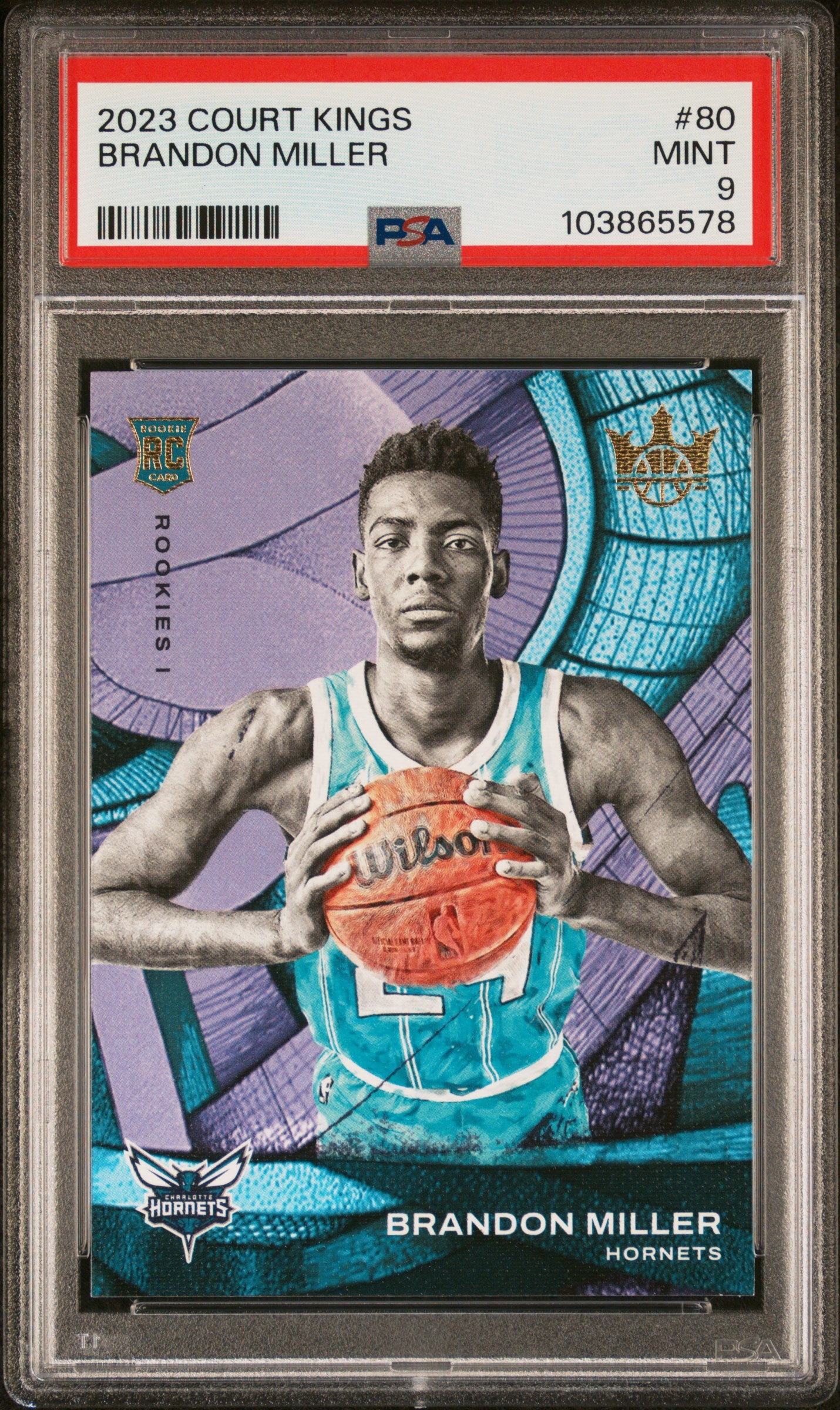 2023 Panini Court Kings - #80 Brandon Miller Hornets Rookie - PSA Graded Card