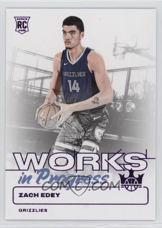 2024-25 Panini Court Kings - Works in Progress - Pink - Zach Edey #13 - Limited to /99 - Rookie Card - Ungraded Raw Card