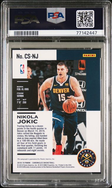 2018 Panini Chroniles - Signatures Red NIKOLA JOKIC #CS-NJ - PSA 9 Graded Card - Autograph