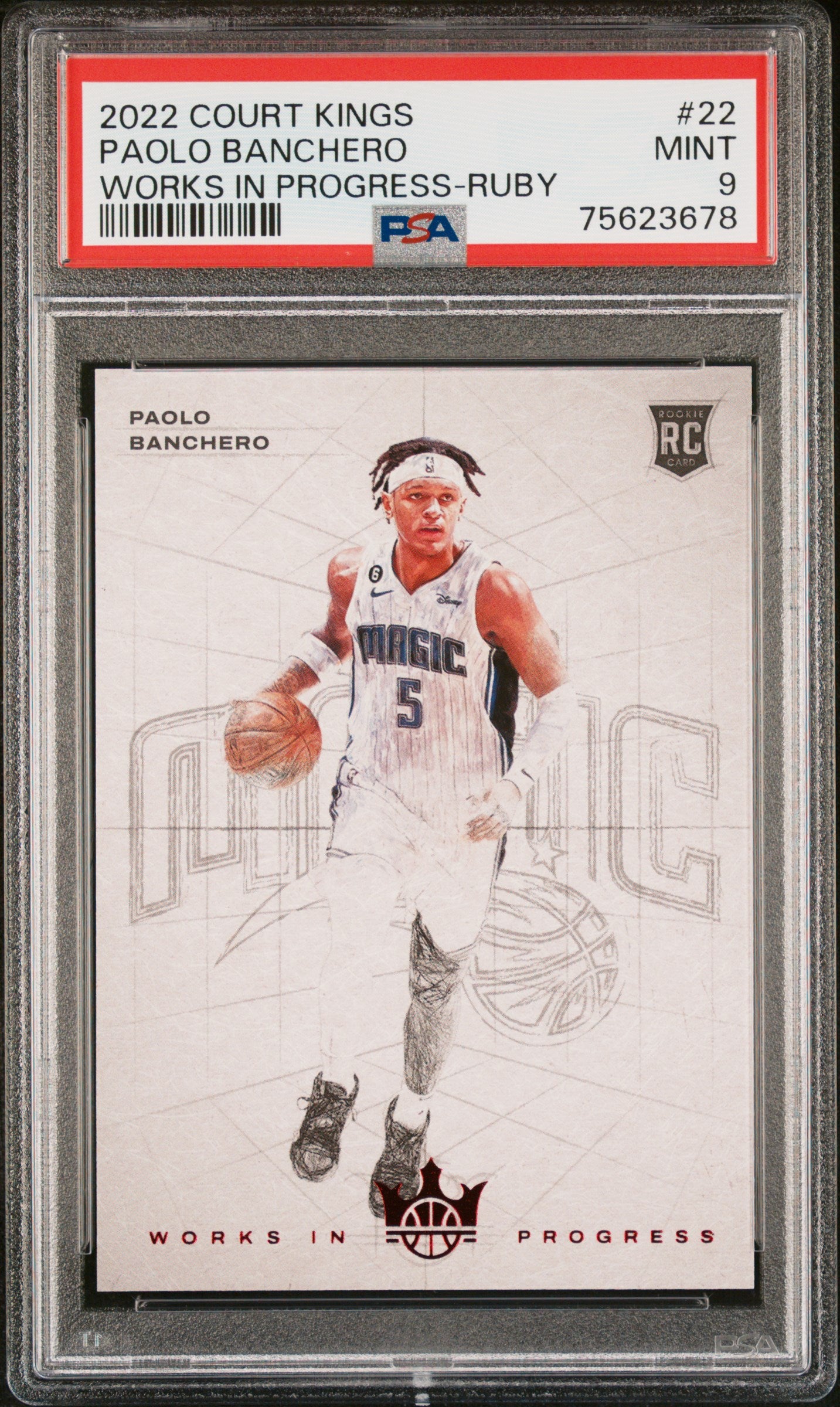 2022-23 Court Kings - Paolo Banchero Works In Progress Ruby - Limited to /149 Magic Rookie - PSA Graded Card
