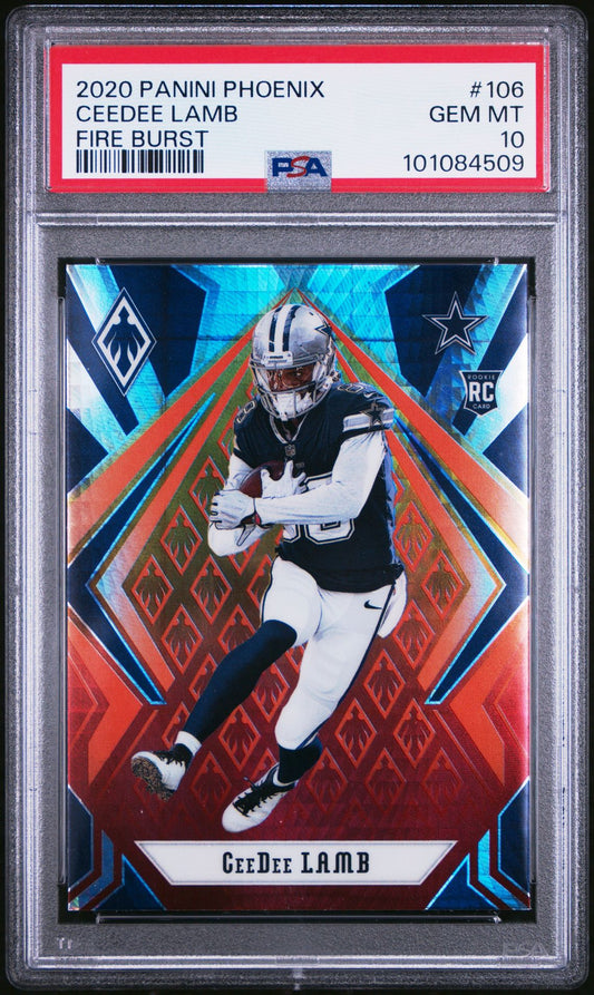 2020 PANINI - PHOENIX - #106 - CEEDEE LAMB - FIRE BURST - ROOKIE - PSA Graded Card