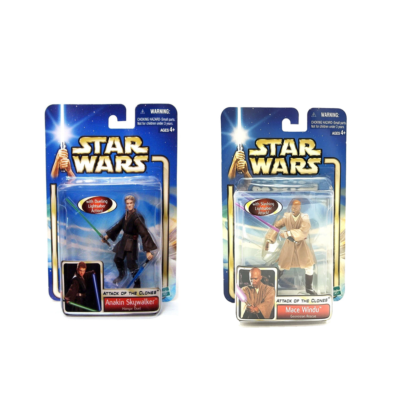 Star Wars 2002 - Attack of the Clones - Mace Windu & Anakin Skywalker - Set of 2